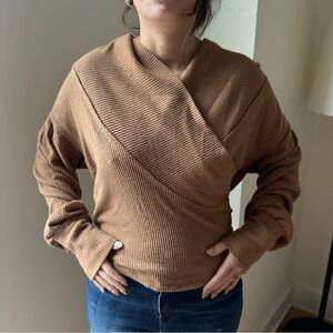 Women's Brown Wrap Sweater
